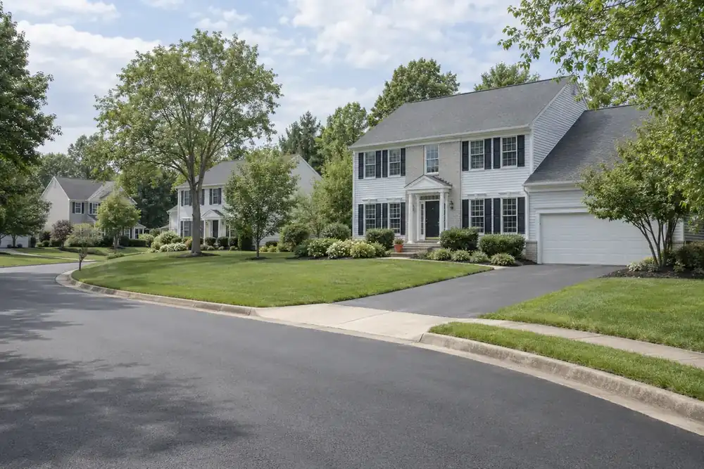 Illustration of a typical residential street in the Franklin Farm, VA area